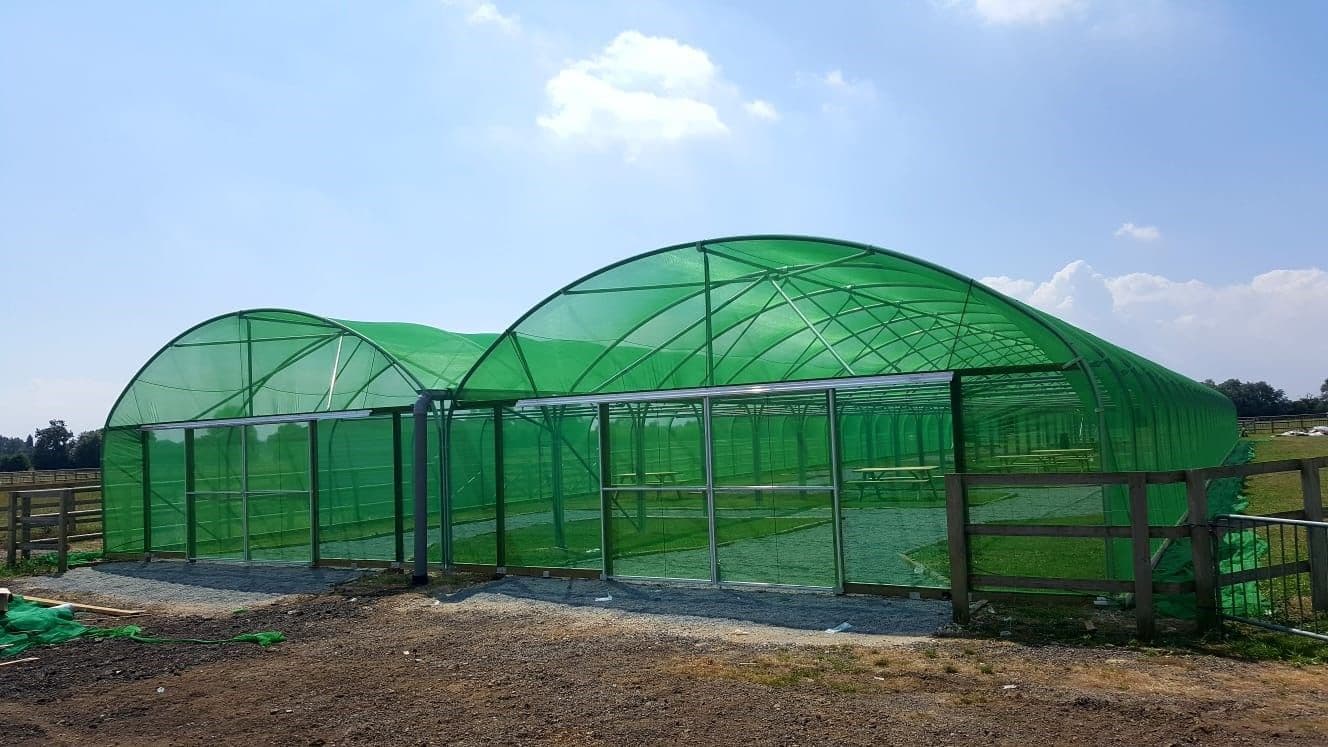 Shade nets installed above crops
